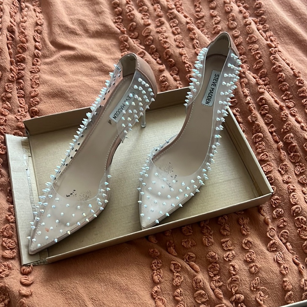 Steve Madden Clear spiky heels